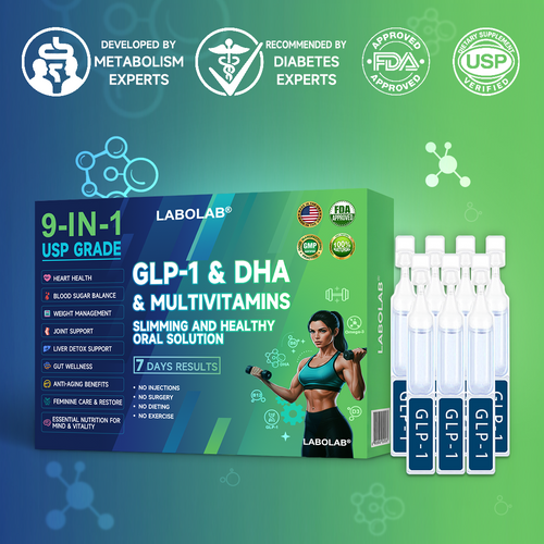 Labolab® GLP-1 & DHA & Multivitamins 9-in-1 USP Grade Slimming & Healthy Oral Solution(Once a day, results in 7 days), With 100 Billion CFU Active Probiotics, Supports weight management, heart health, diabetes, gut & women’s health, while firming skin.