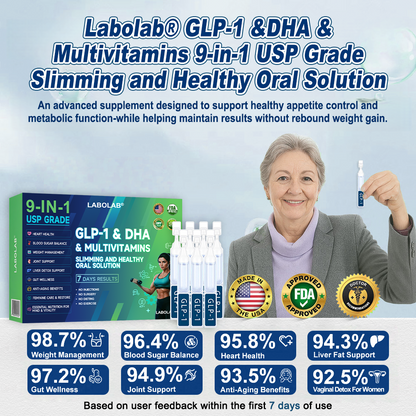 Labolab® GLP-1 & DHA & Multivitamins 9-in-1 USP Grade Slimming & Healthy Oral Solution(Once a day, results in 7 days), With 100 Billion CFU Active Probiotics, Supports weight management, heart health, diabetes, gut & women’s health, while firming skin.