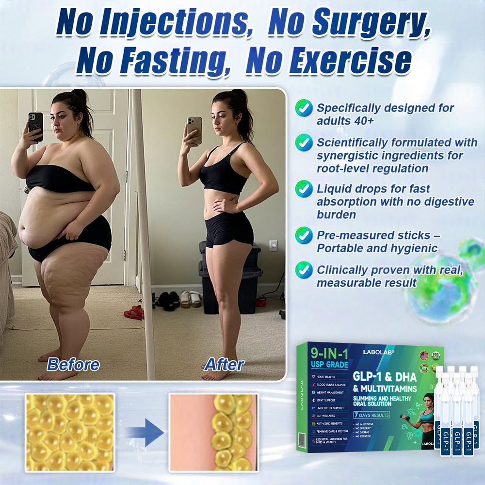 Labolab® GLP-1 & DHA & Multivitamins 9-in-1 USP Grade Slimming & Healthy Oral Solution(Once a day, results in 7 days), With 100 Billion CFU Active Probiotics, Supports weight management, heart health, diabetes, gut & women’s health, while firming skin.