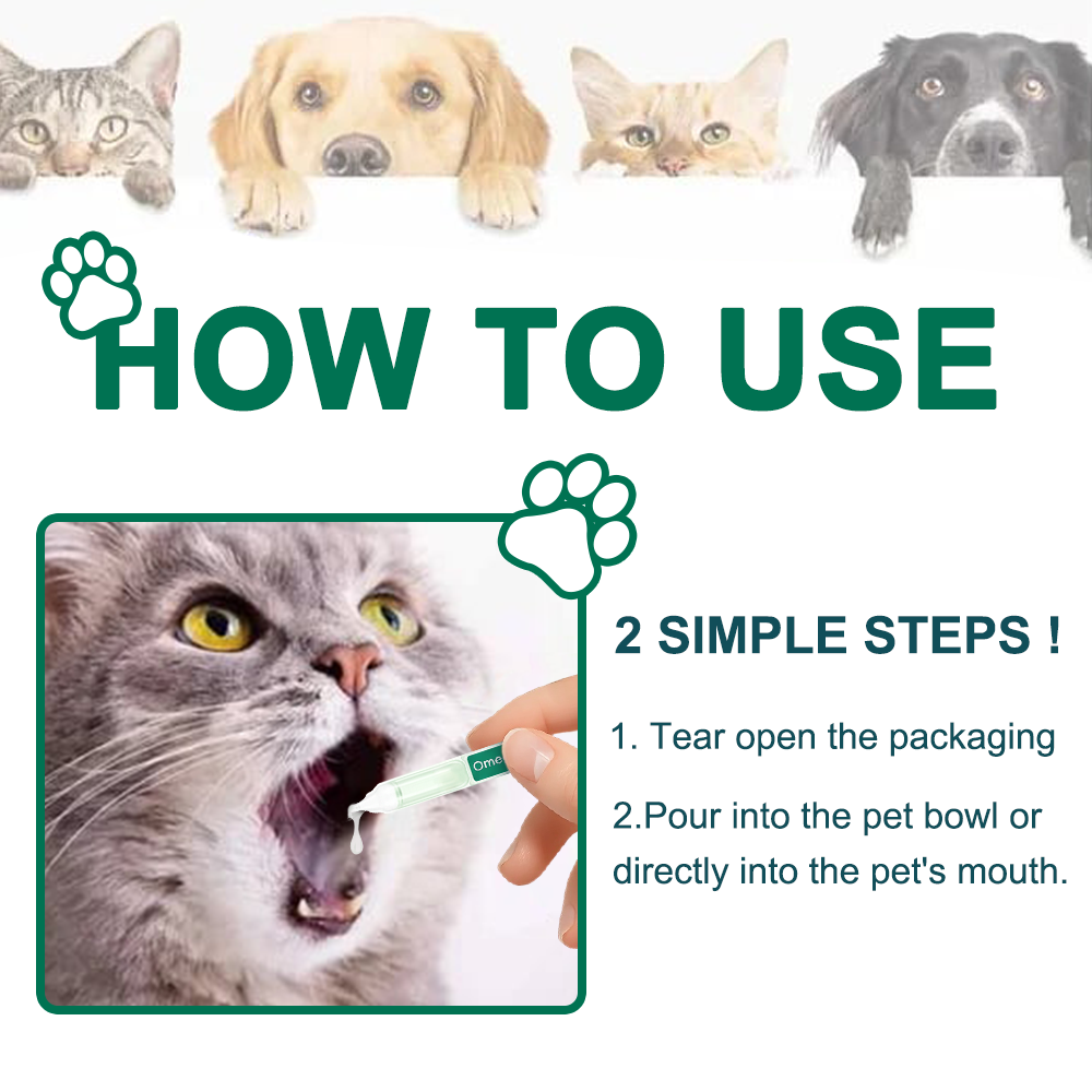 Vivireal® & Omega-3 & 9 in 1 Liquid Probiotic Supplement for Pets, 10 Billion CFU, supports dental, digestive, bone, and joint health. Helps relieve diarrhea, anxiety, pain, stress, sleep problems, arthritis, osteoporosis, and seizures.