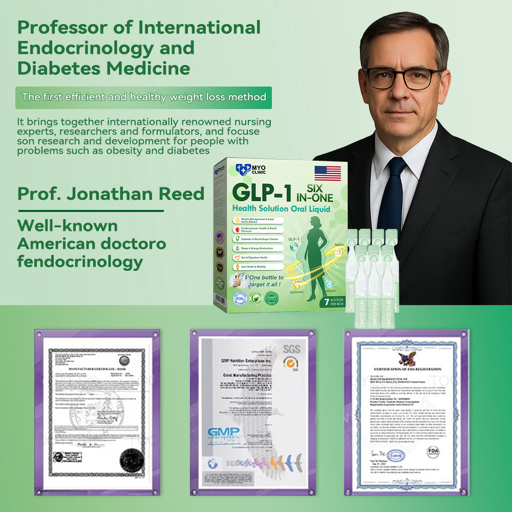 Official Store | Myo Clinic GLP-1 SIX-IN-ONE Health Solution Oral Liquid (Just once a day, visible changes in 7 days) For obesity, cardiovascular health, diabetes, sleep apnea, Gut Health, joint issues, and more
