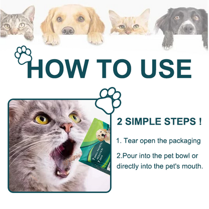Vivireal® Pet Supplement: 100 billion CFU probiotics. Supports dental, digestive, bone & joint health. Helps relieve diarrhea, anxiety, pain, stress, sleep issues, arthritis, osteoporosis, and seizures.