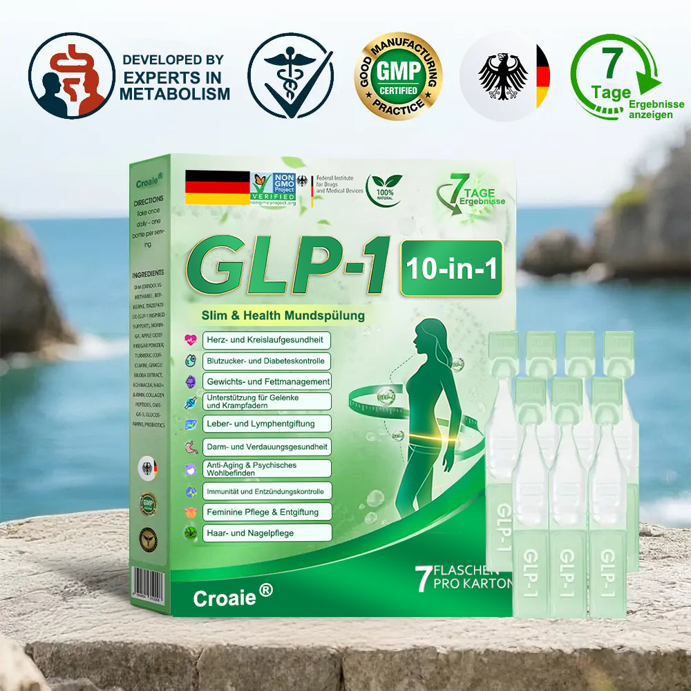 （备注：德国不跑，美国24号跑，其他国家随便）CROAIE® GLP-1 10-IN-1-Gesundheitslösung zum Einnehmen (nur einmal täglich, sichtbare Veränderungen in 7 Tagen) 💪 Bei Fettleibigkeit, Herz-Kreislauf-Gesundheit, Diabetes, Schlafapnoe, Darmgesundheit, Gelenkproblemen und mehr