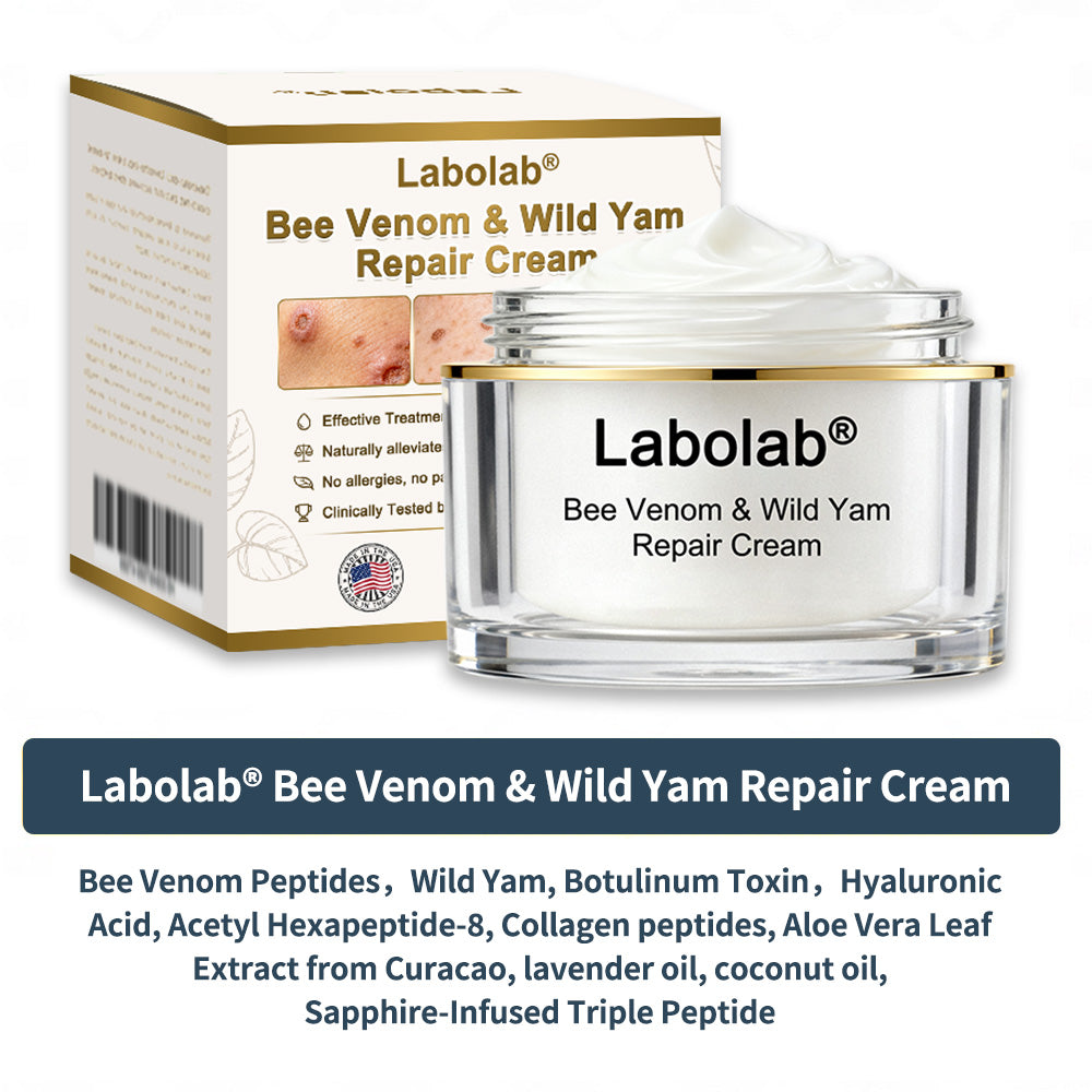 Labolab® USP Bee Venom & Wild Yam Repair Cream For Hormonal Balance, Anti-aging, Hydrating, Skin Repair, Even Tone, Preventing frostbite，Acne and Dark Spot Treatment, Wart and Mole Removal, Psoriasis Relief
