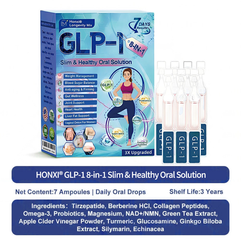 Official Store | Honxi® Longevity GLP-1 8-in-1 Slim & Healthy Oral Solution(Once a day, visible results in 7 days) Supports obesity, cardiovascular health, diabetes, sleep apnea, gut health, joint issues, while also firming the skin and boosting energy