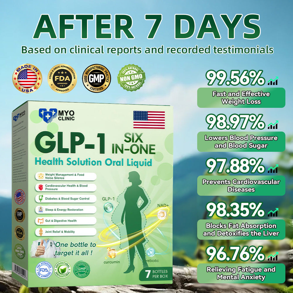 Official Store | Myo Clinic GLP-1 SIX-IN-ONE Health Solution Oral Liquid (Just once a day, visible changes in 7 days) For obesity, cardiovascular health, diabetes, sleep apnea, Gut Health, joint issues, and more