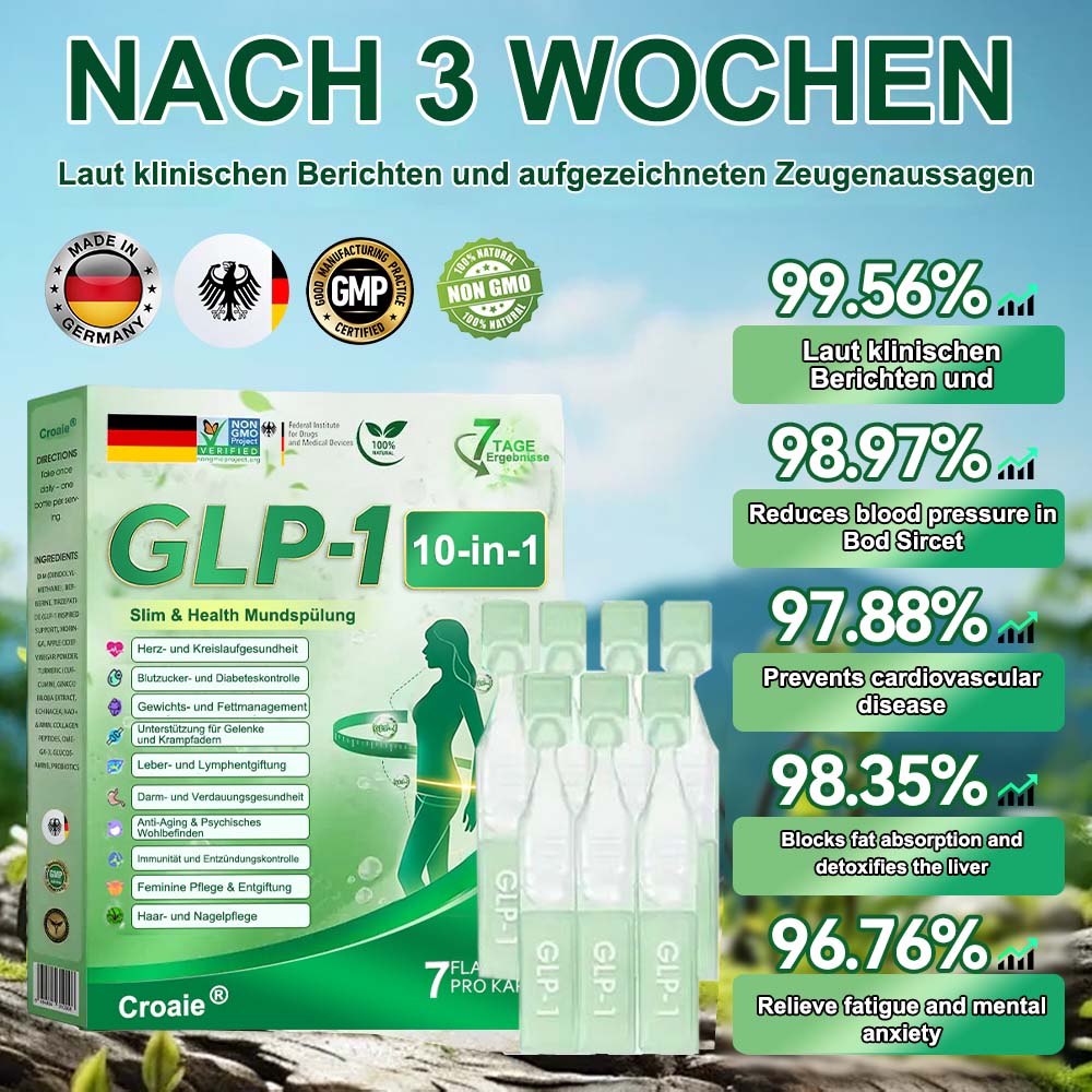 （备注：德国不跑，美国24号跑，其他国家随便）CROAIE® GLP-1 10-IN-1-Gesundheitslösung zum Einnehmen (nur einmal täglich, sichtbare Veränderungen in 7 Tagen) 💪 Bei Fettleibigkeit, Herz-Kreislauf-Gesundheit, Diabetes, Schlafapnoe, Darmgesundheit, Gelenkproblemen und mehr