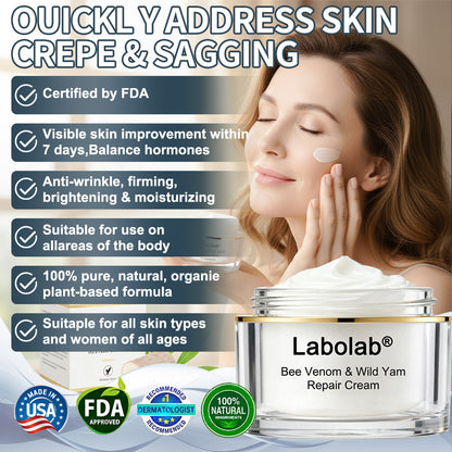 Labolab® USP Bee Venom & Wild Yam Repair Cream For Hormonal Balance, Anti-aging, Hydrating, Skin Repair, Even Tone, Preventing frostbite，Acne and Dark Spot Treatment, Wart and Mole Removal, Psoriasis Relief