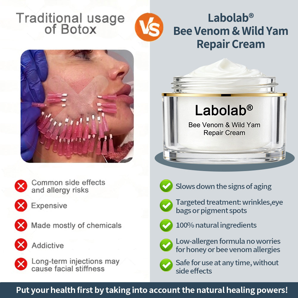 Labolab® USP Bee Venom & Wild Yam Repair Cream For Hormonal Balance, Anti-aging, Hydrating, Skin Repair, Even Tone, Preventing frostbite，Acne and Dark Spot Treatment, Wart and Mole Removal, Psoriasis Relief