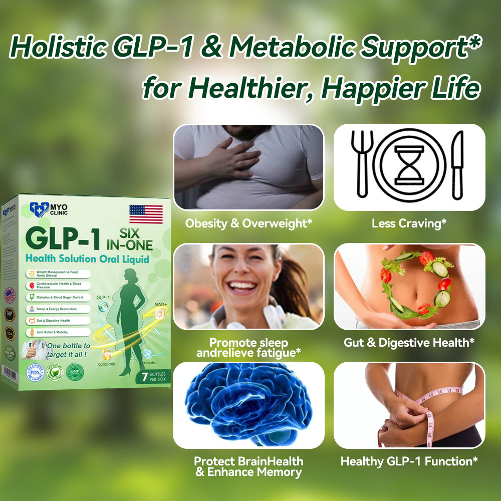 Official Store | Myo Clinic GLP-1 SIX-IN-ONE Health Solution Oral Liquid (Just once a day, visible changes in 7 days) For obesity, cardiovascular health, diabetes, sleep apnea, Gut Health, joint issues, and more